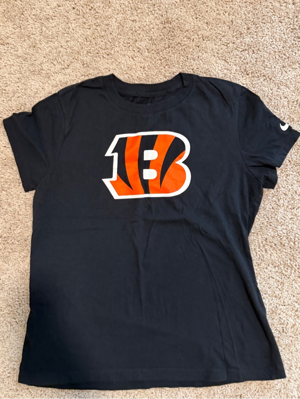 Nike Women's Black Tee with Orange Bengals 'B' Logo